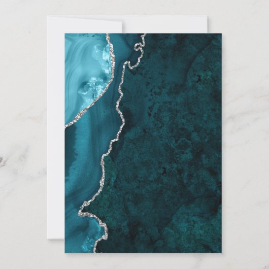 Save The Date Agate Turquoise Silver Modern Script Mariage (Dos)