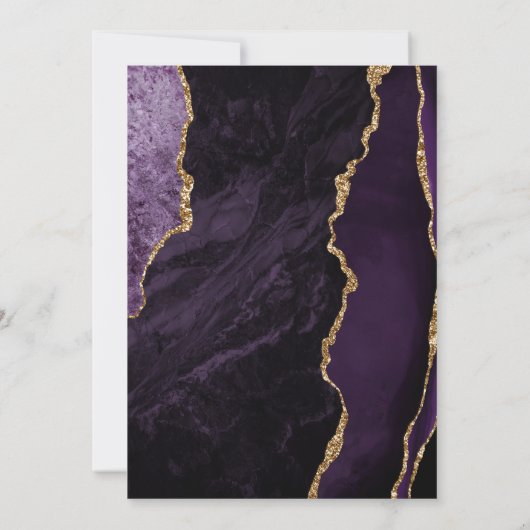 Save The Date Agate violet or moderne Script Mariage foncé (Dos)