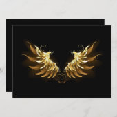 Save The Date Ailes d'Ange d'or sur arrière - plan noir (Devant / Derrière)