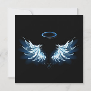 Save The Date Ailes d'angle brillant bleu sur arrière - plan noi