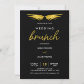 Save The Date Ailes d'or, brunch post-mariage noir (Devant)