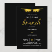 Save The Date Ailes d'or, brunch post-mariage noir (Devant / Derrière)