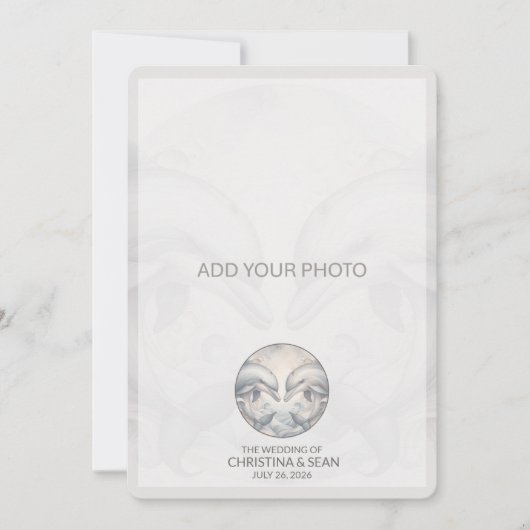 Save The Date Ajouter Photo Moderne Whimsy Mariage Dolphin (Devant)