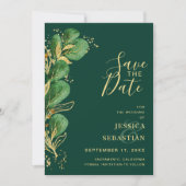 Save The Date Ajouter Photo QR Code Emerald Green Eucalyptus Ele (Devant)
