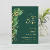 Save The Date Ajouter Photo QR Code Emerald Green Eucalyptus Ele (Debout devant)