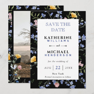 Save The Date Ajouter une image & Fleurs sauvages aquarelle prai