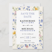 Save The Date Ajouter une image & Fleurs sauvages aquarelle prai (Devant)