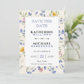 Save The Date Ajouter une image & Fleurs sauvages aquarelle prai (Debout devant)