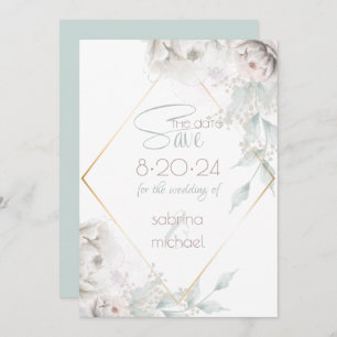 Save the date   Albâtre Peonies d'aquarelle blanch