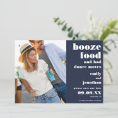 Save The Date Alcool Nourriture Mauvaises Danses Photo blanc mar (Debout devant)