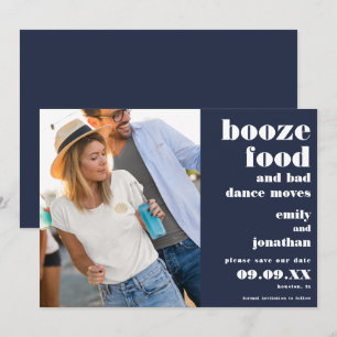 Save The Date Alcool Nourriture Mauvaises Danses Photo blanc mar