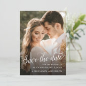 Save The Date Alexandra Elegant noir blanc Script photo (Debout devant)