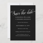 Save The Date Alexandra Elegant noir blanc Script photo (Dos)