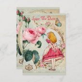 Save The Date Alice au pays des merveilles Baby shower Enregistr (Devant / Derrière)