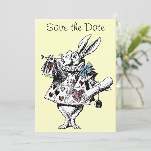 Save The Date Alice au pays des merveilles Lapin Enregistrer la  (Debout devant)