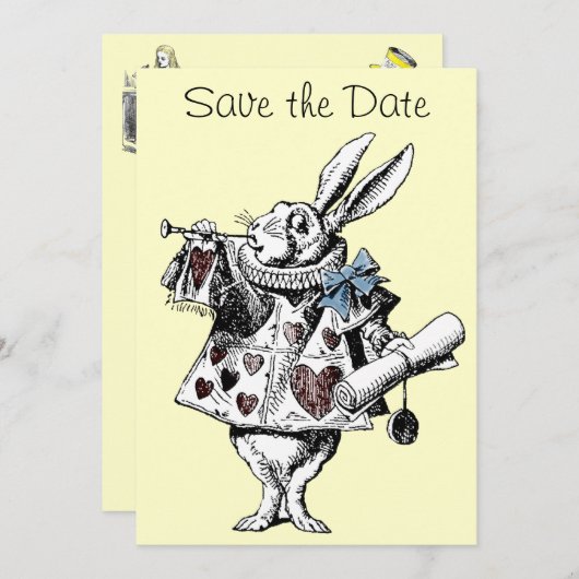 Save The Date Alice au pays des merveilles Lapin Enregistrer la  (Devant / Derrière)