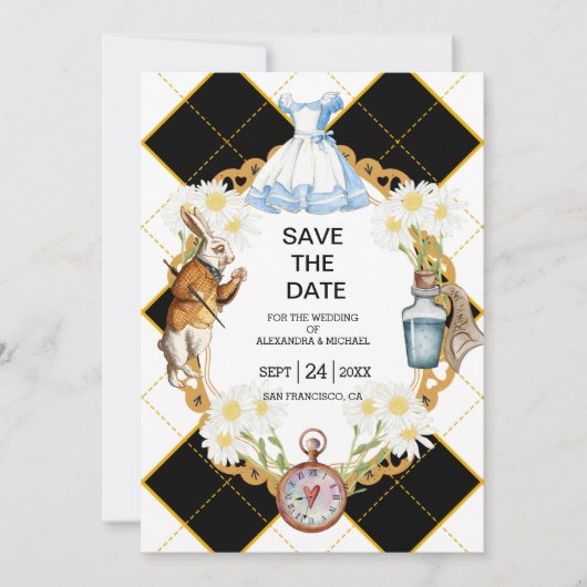 Save The Date Alice au pays des merveilles Mariage Enregistrer l (Devant)