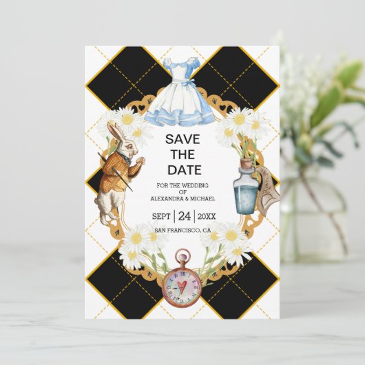 Save The Date Alice au pays des merveilles Mariage Enregistrer l (Debout devant)