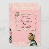 Save The Date Alice au pays des merveilles Très important Mariag (Devant / Derrière)