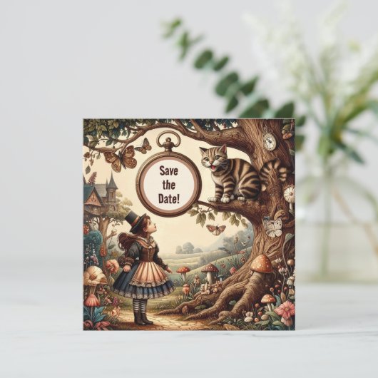 Save The Date Alice & Cheshire Chat : Whimsical Wonderland Imagi (Debout devant)