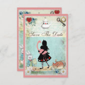 Save The Date Alice, Flamant rose & Baby shower de chat Enregist (Devant / Derrière)