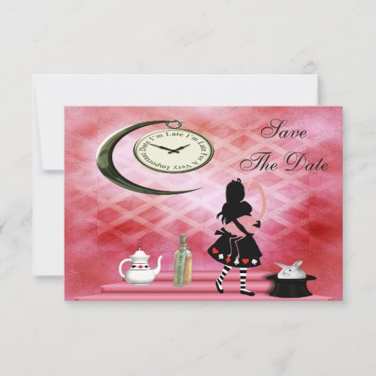 Save The Date Alice & Flamant rose rose Baby shower Enregistrer (Devant)