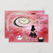 Save The Date Alice & Flamant rose rose Baby shower Enregistrer  (Devant / Derrière)