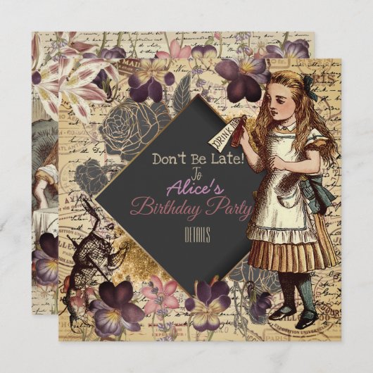 Save The Date Alice In Wonderland Enregistrer La Date (Devant / Derrière)