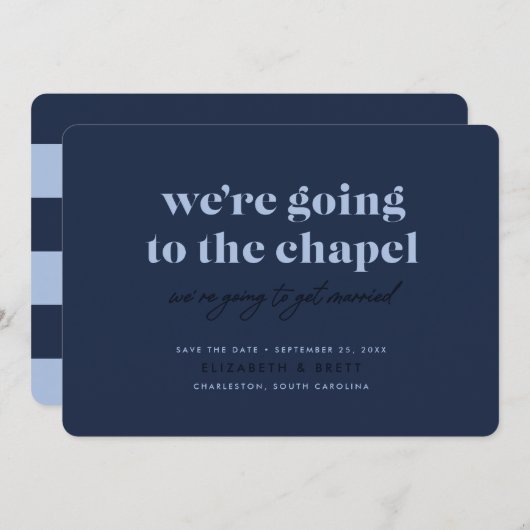 Save The Date Aller à la chapelle Enregistrer la date (Marine) (Devant / Derrière)