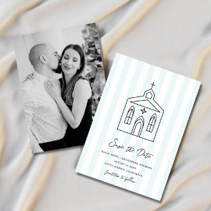 Save The Date Aller à la Chapelle Rayure Colorée Photo