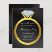 Save The Date Alliance de mariage en diamant simple moderne (Devant / Derrière)