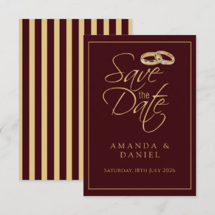 Save The Date Alliance Marron Or Anneau Diamant Rayures Mariage