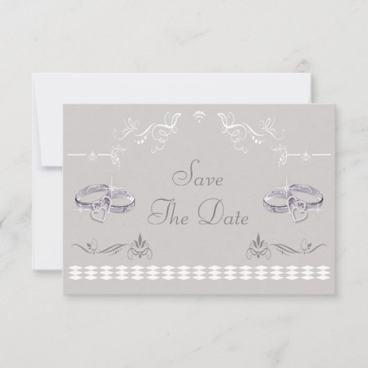 Save The Date Alliances de mariage et cœurs scintillants pour vo (Devant)