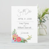 Save The Date Aloha Abstrait Aquarelle Floral Enregistrer La Dat (Debout devant)