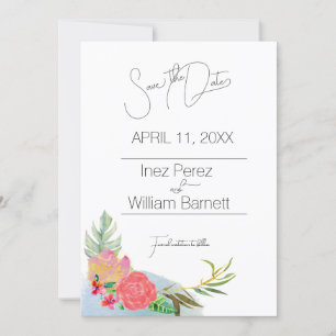 Save The Date Aloha Abstrait Aquarelle Floral Enregistrer La Dat
