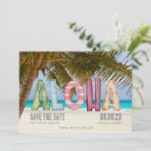 Save The Date Aloha Beach Destination Mariage Photo (Debout devant)