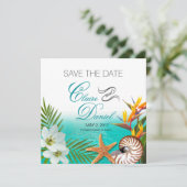 Save The Date Aloha Beach Plumeria Frangipani Enregistrer la dat (Debout devant)
