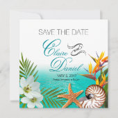 Save The Date Aloha Beach Plumeria Frangipani Enregistrer la dat (Devant)