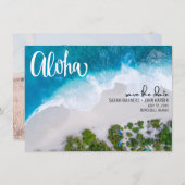 Save The Date Aloha Hawaii Beach Mariage Photo Enregistrer la da (Devant / Derrière)