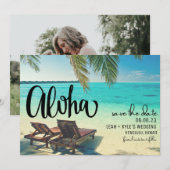 Save The Date Aloha Hawaii Photo Beach Wedding Enregistrer la da (Devant / Derrière)