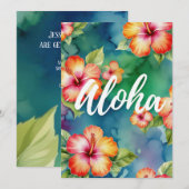 Save The Date Aloha Hibiscus Aquarelle tropicale Mariage floral (Devant / Derrière)