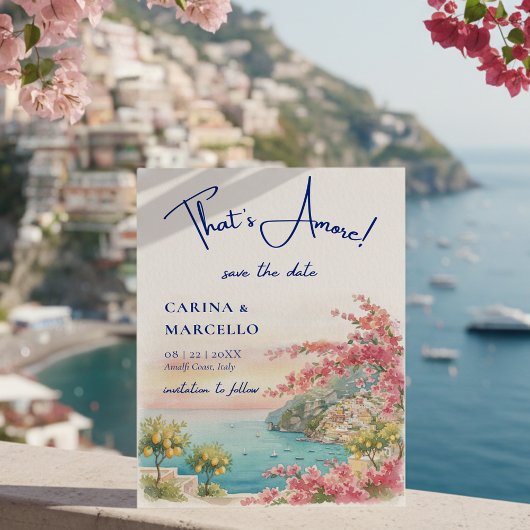 Save The Date Amalfi Coast Amore Italy Sunset Glow Wedding
