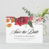 Save The Date Amaryllis rouge Amaryllis et code QR floral d'auto (Debout devant)