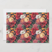 Save The Date Amaryllis rouge aquarelle et fleurs d'automne (Dos)