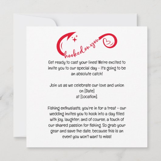 Save The Date Amateurs de pêche Hook sur vous Mariage (Dos)