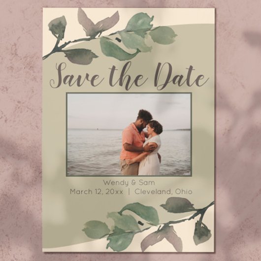 Save The Date Ambiance romantique Feuilles mariage Enregistrer l
