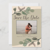 Save The Date Ambiance romantique Feuilles mariage Enregistrer l (Devant)