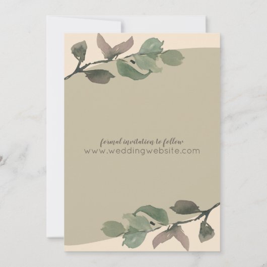 Save The Date Ambiance romantique Feuilles mariage Enregistrer l (Dos)