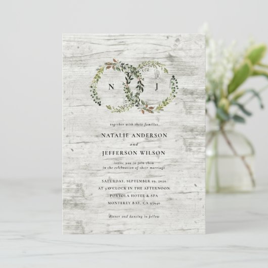 Save The Date Ambiance rustique fleurie couronne mariage (Debout devant)