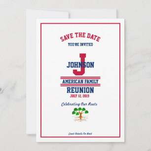 Save The Date American ou State Family Reunion Rouge Blanc Bleu